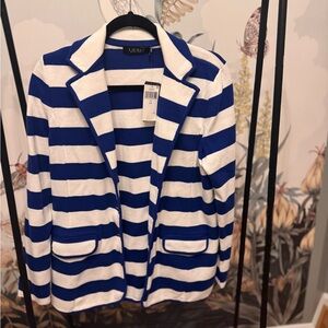 Lauren Ralph Lauren Women's Striped Knit Blazer in Blue and White